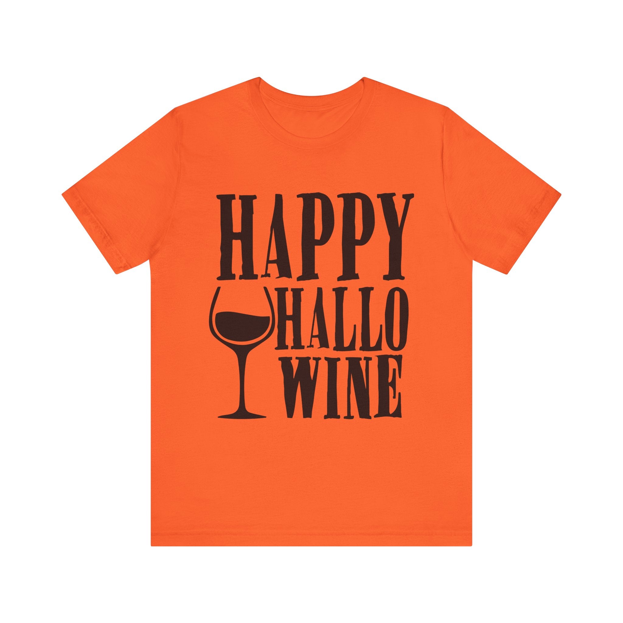Happy Hallowine Shirt – Funny Halloween Wine T-Shirt – Bella+Canvas 3001 Unisex Jersey Short Sleeve, Spooky Wine Lover Gift Orange T-Shirt