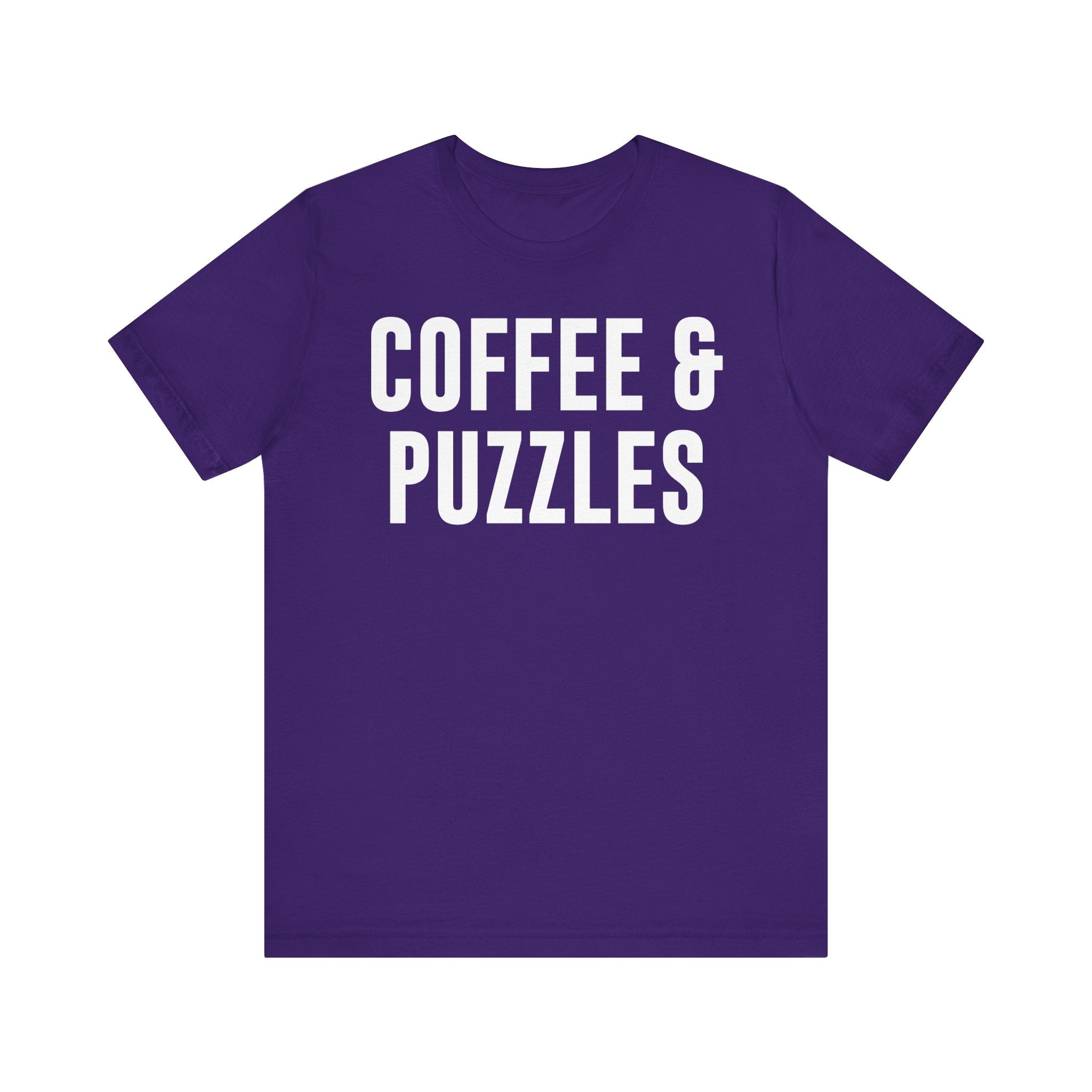 Coffee and Puzzles T-Shirt – Funny Puzzle Shirt & Coffee Lover Tee | Jigsaw Puzzle Shirt Gift for Puzzle Fans Team Purple T-Shirt