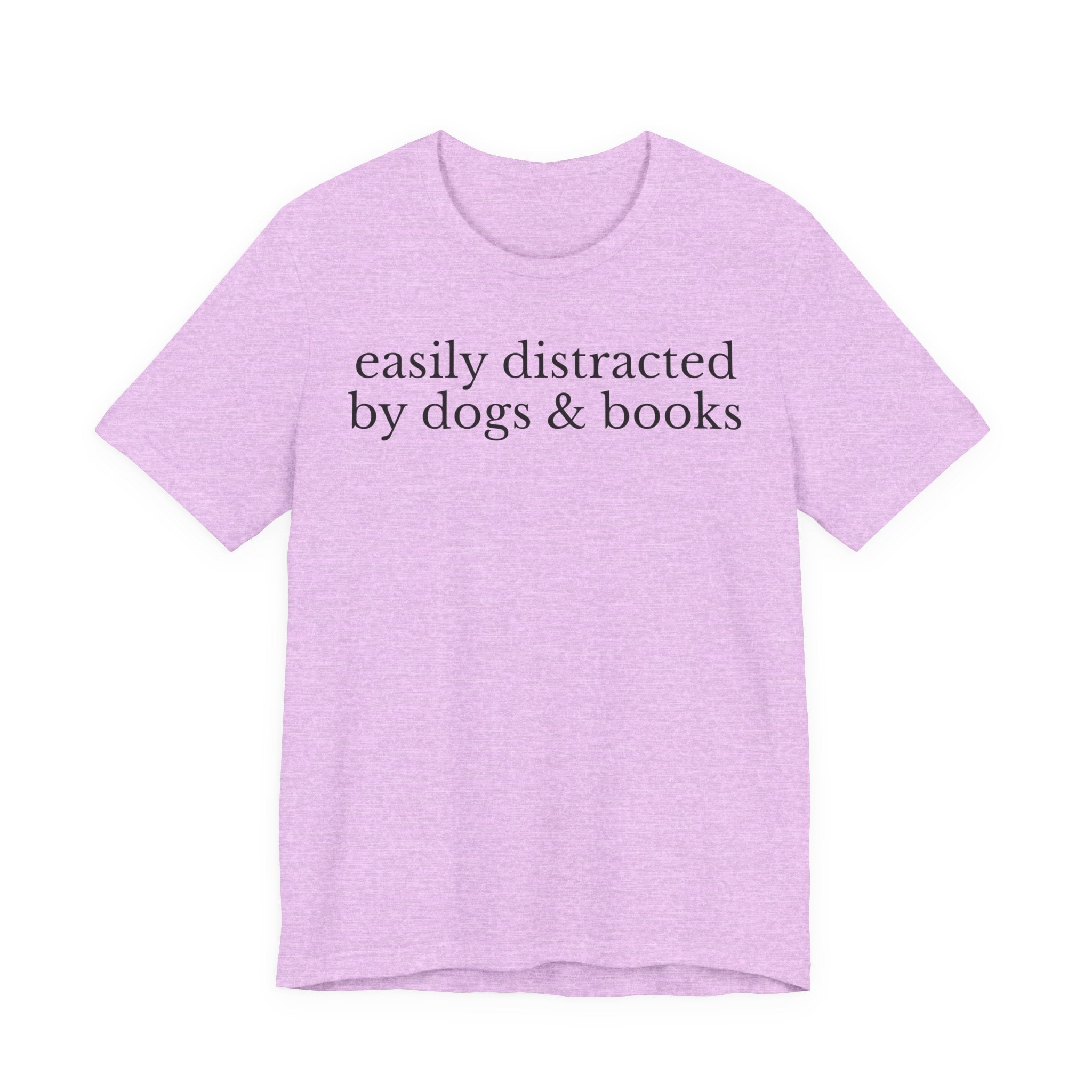 Easily Distracted by Dogs and Books Shirt – Funny Book Lover & Dog Mom Gift T-Shirt for Bookworms, Bibliophiles & Pet Lovers T-Shirt