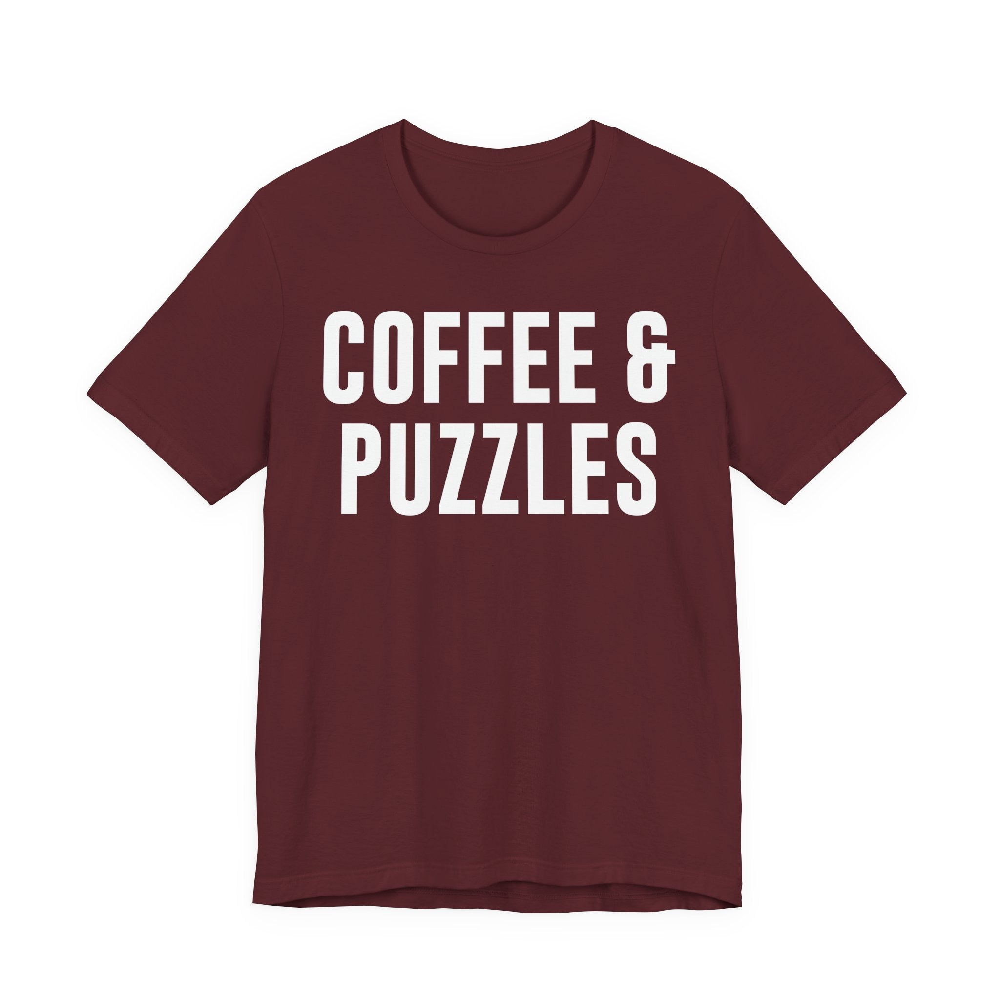 Coffee and Puzzles T-Shirt – Funny Puzzle Shirt & Coffee Lover Tee | Jigsaw Puzzle Shirt Gift for Puzzle Fans T-Shirt