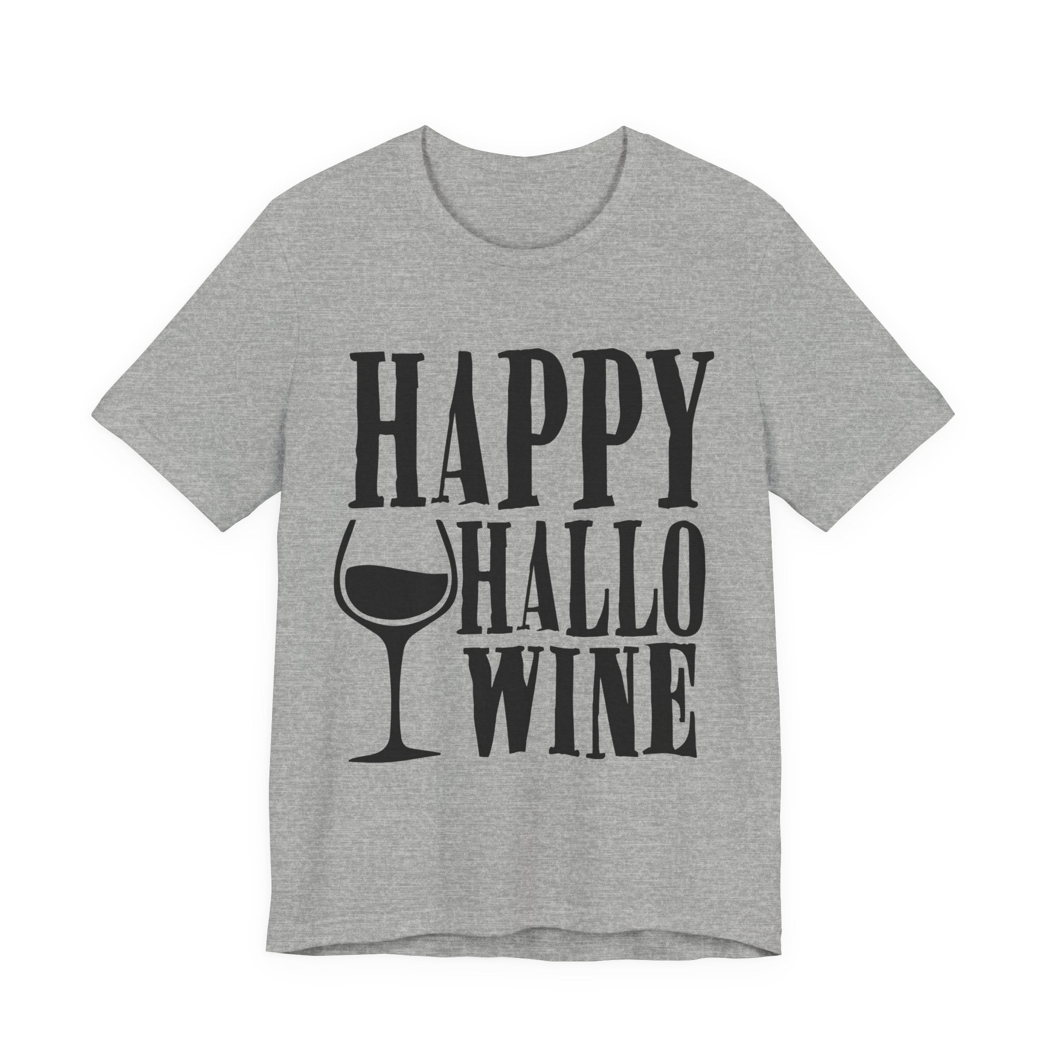 Happy Hallowine Shirt – Funny Halloween Wine T-Shirt – Bella+Canvas 3001 Unisex Jersey Short Sleeve, Spooky Wine Lover Gift T-Shirt