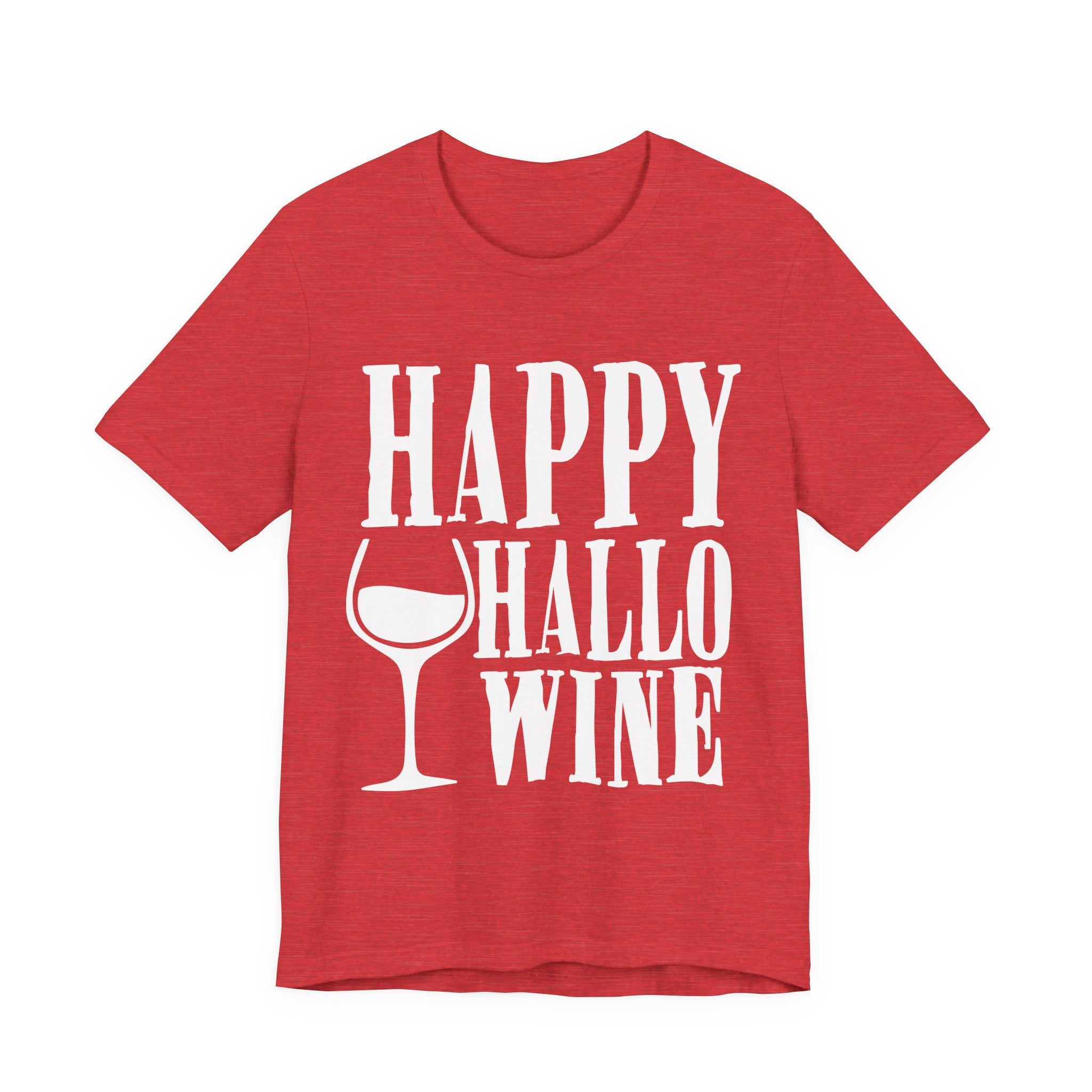 Happy Hallowine Shirt – Funny Halloween Wine T-Shirt – Bella+Canvas 3001 Unisex Jersey Short Sleeve, Spooky Wine Lover Gift T-Shirt