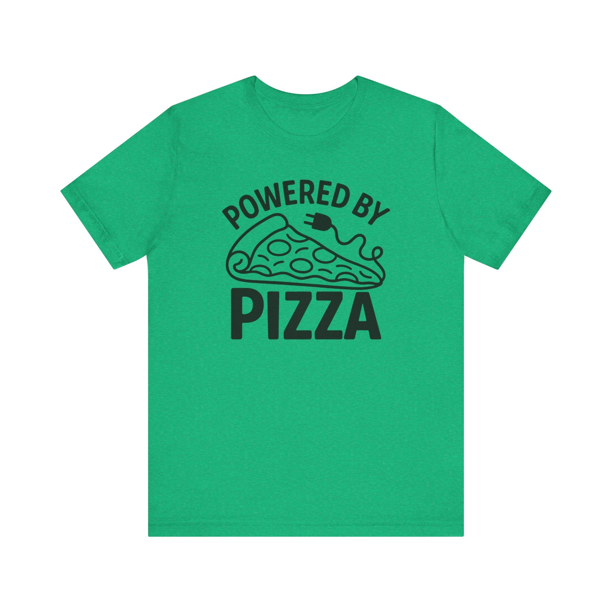 Powered by Pizza Shirt – Funny Pizza T-Shirt for Pizza Lovers | Unique Pizza Gifts & Graphic Tees Heather Kelly T-Shirt