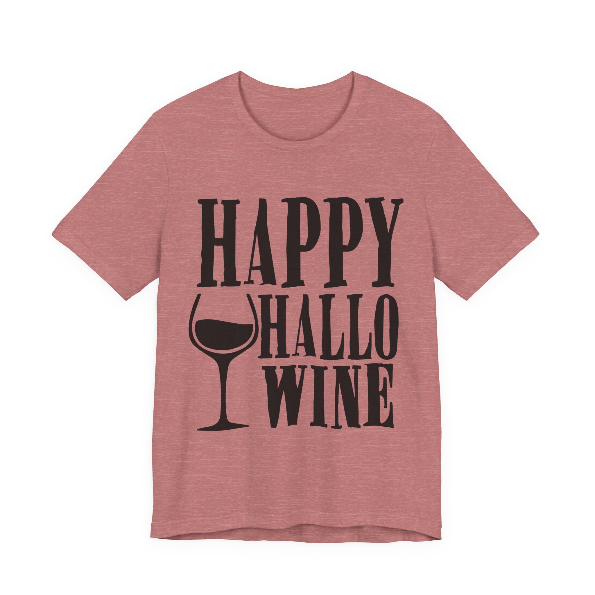 Happy Hallowine Shirt – Funny Halloween Wine T-Shirt – Bella+Canvas 3001 Unisex Jersey Short Sleeve, Spooky Wine Lover Gift T-Shirt