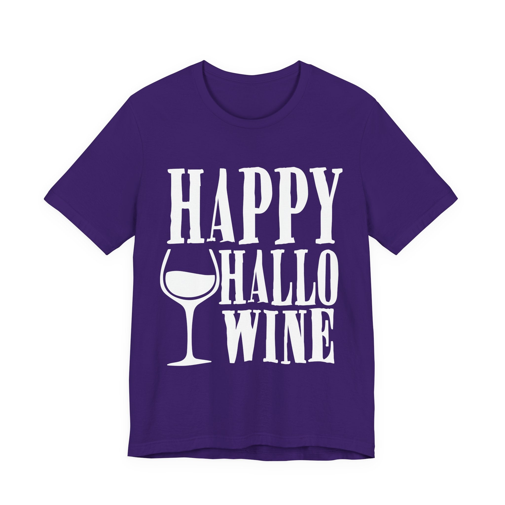 Happy Hallowine Shirt – Funny Halloween Wine T-Shirt – Bella+Canvas 3001 Unisex Jersey Short Sleeve, Spooky Wine Lover Gift T-Shirt