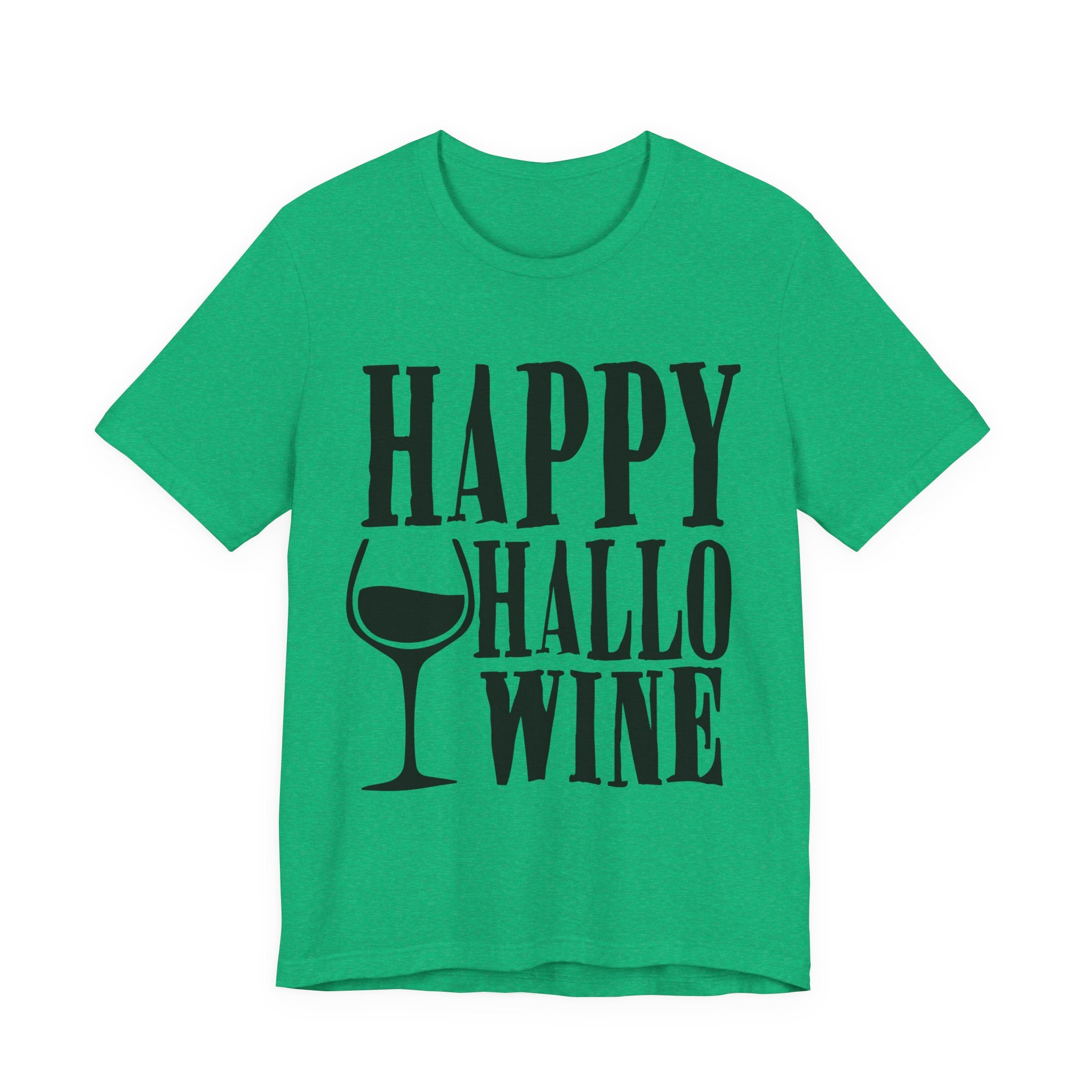 Happy Hallowine Shirt – Funny Halloween Wine T-Shirt – Bella+Canvas 3001 Unisex Jersey Short Sleeve, Spooky Wine Lover Gift T-Shirt