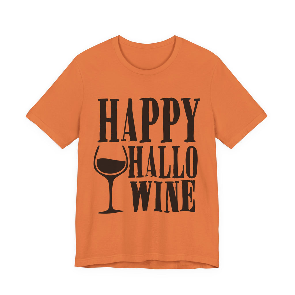 Happy Hallowine Shirt – Funny Halloween Wine T-Shirt – Bella+Canvas 3001 Unisex Jersey Short Sleeve, Spooky Wine Lover Gift T-Shirt