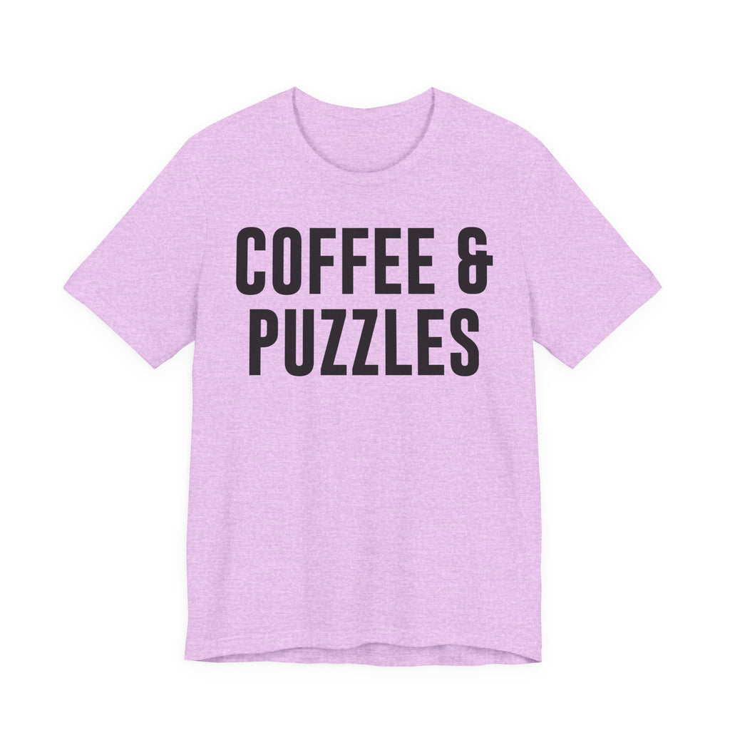 Coffee and Puzzles T-Shirt – Funny Puzzle Shirt & Coffee Lover Tee | Jigsaw Puzzle Shirt Gift for Puzzle Fans T-Shirt