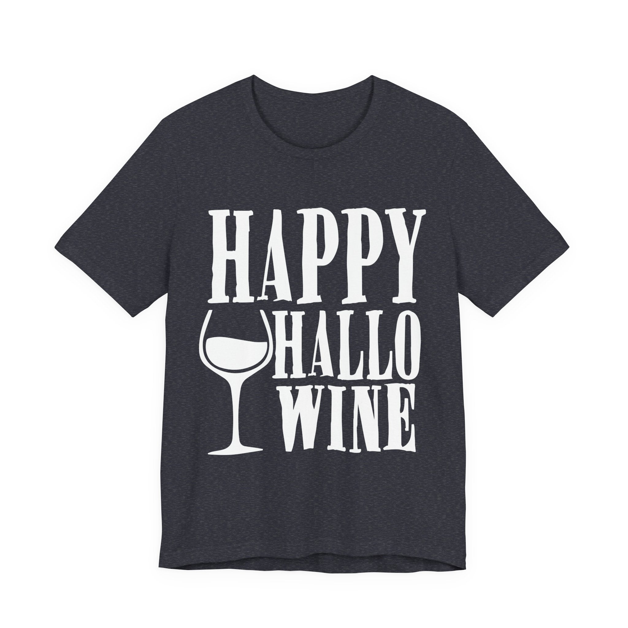 Happy Hallowine Shirt – Funny Halloween Wine T-Shirt – Bella+Canvas 3001 Unisex Jersey Short Sleeve, Spooky Wine Lover Gift T-Shirt