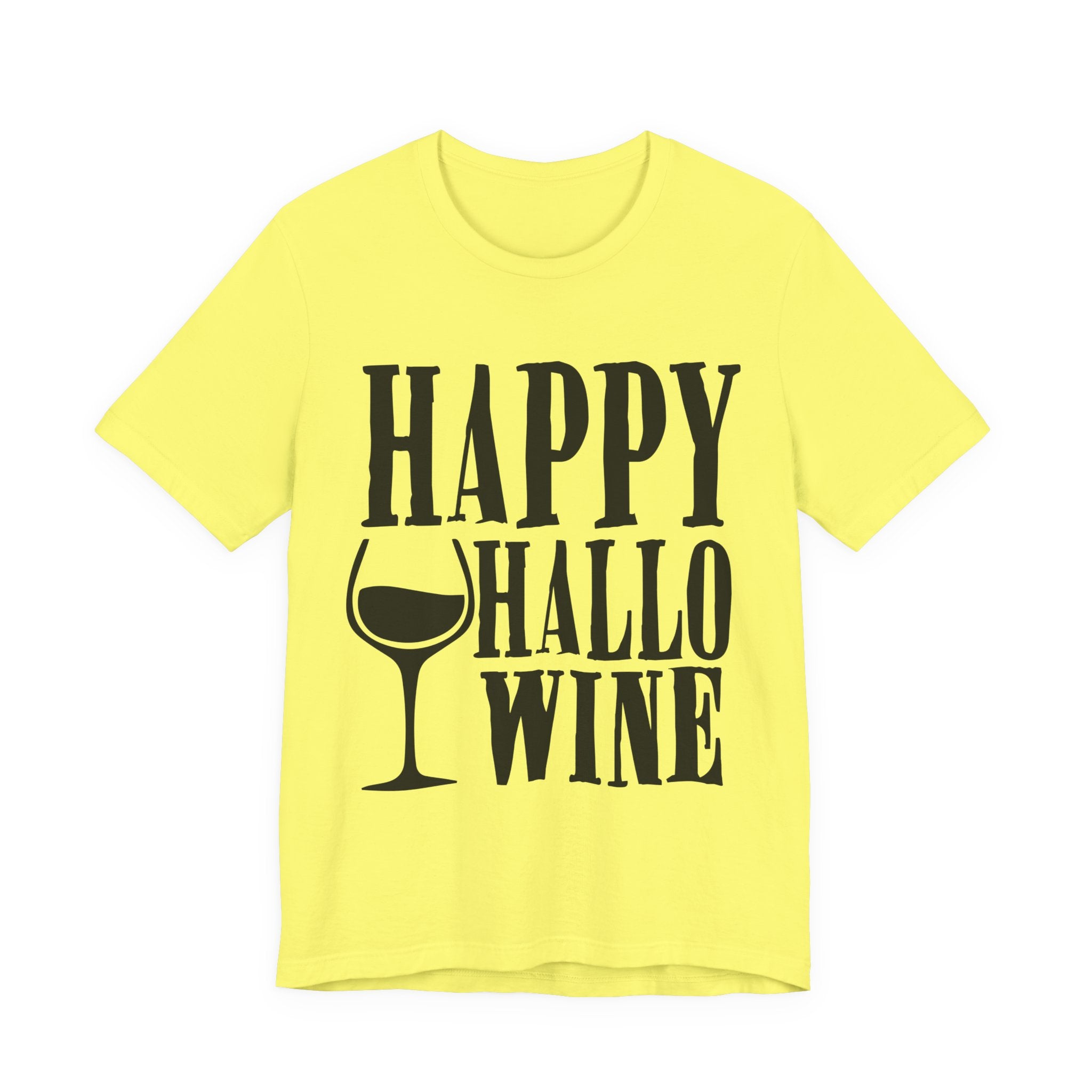 Happy Hallowine Shirt – Funny Halloween Wine T-Shirt – Bella+Canvas 3001 Unisex Jersey Short Sleeve, Spooky Wine Lover Gift T-Shirt