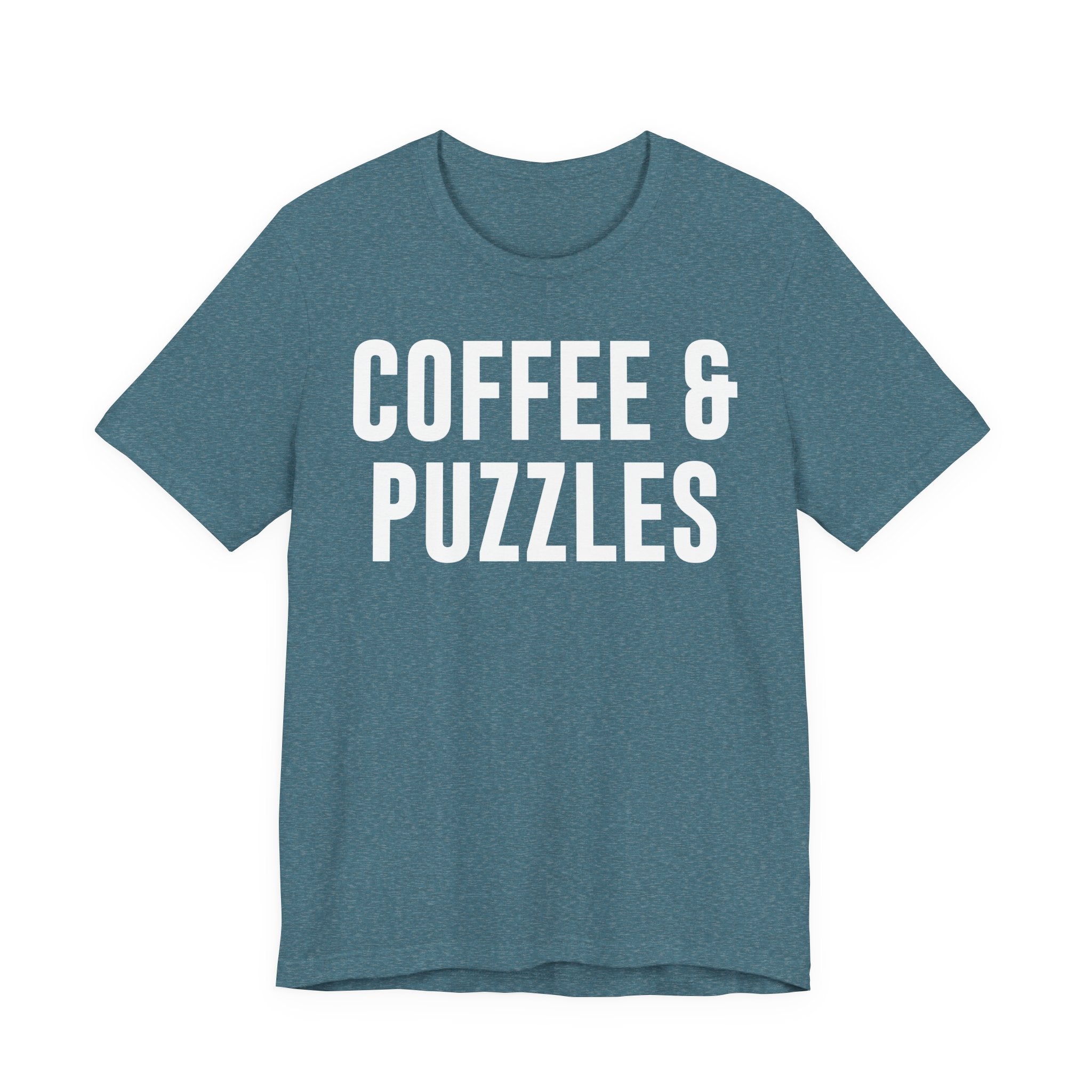 Coffee and Puzzles T-Shirt – Funny Puzzle Shirt & Coffee Lover Tee | Jigsaw Puzzle Shirt Gift for Puzzle Fans T-Shirt